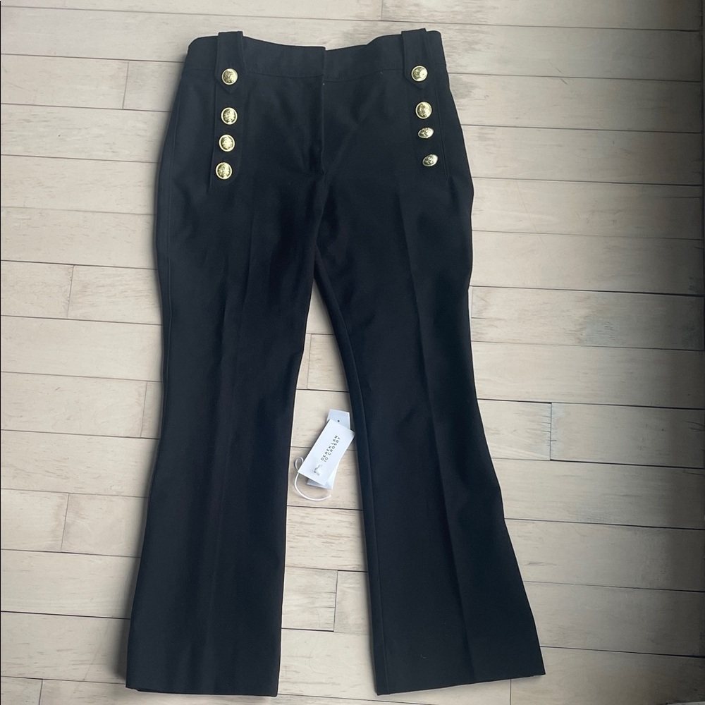Derek Lam High-Rise Black Sailor Pants with Gold Buttons